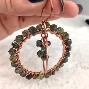 Bohemian star cut dragons blood earrings handmade